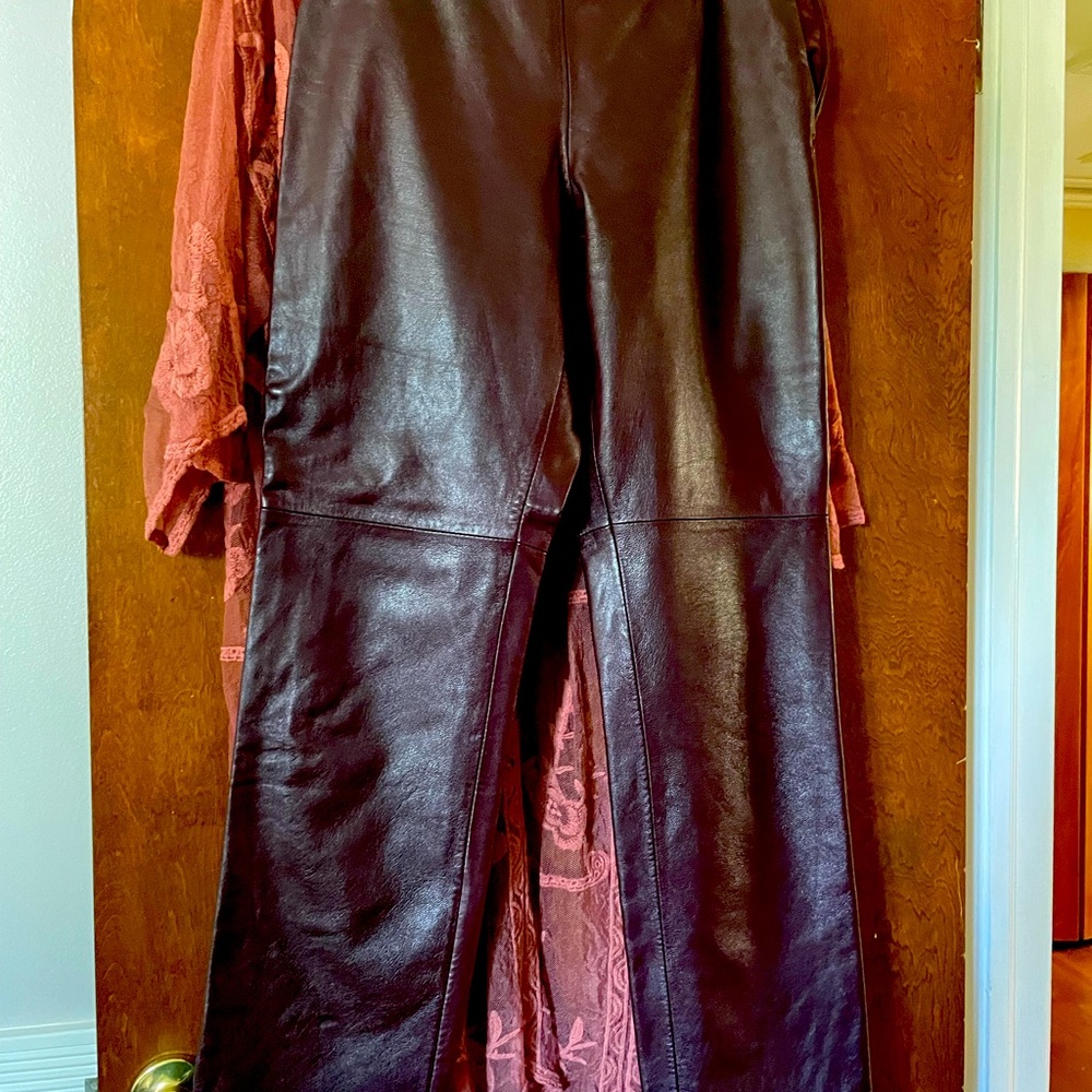 Shear lace duster -& Leather Pants never worn